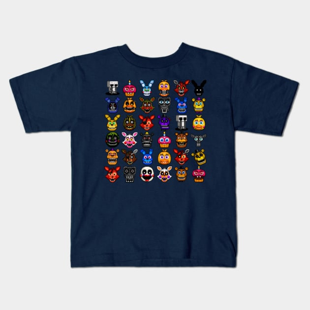 FNAF pixel art collage Kids T-Shirt by GEEKsomniac